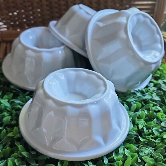 Ceramic Glossy White Glazed  Aspic  Molds Set Of 4 - Picture 1 of 7